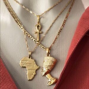 3 piece necklace ankh set